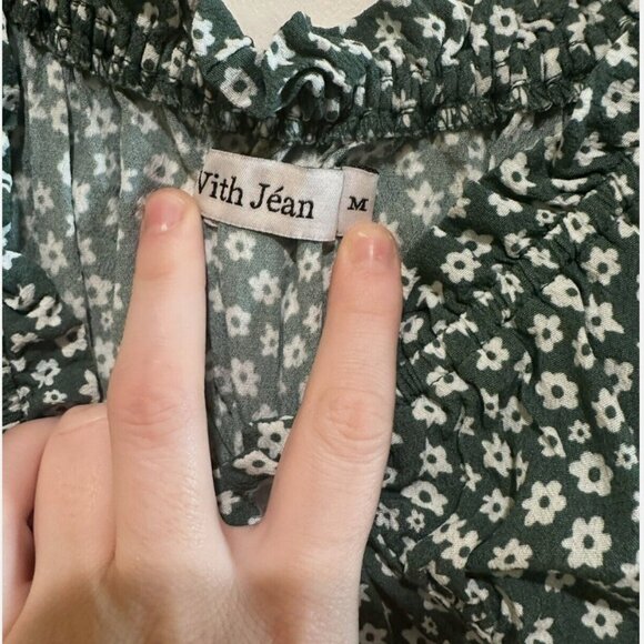 With Jean - Green Daisy Mini Floral Isabelle Dress - Medium - Picture 8 of 8